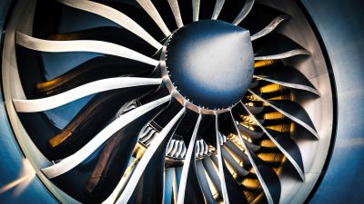 Detail of a modern turbofan aircraft engine